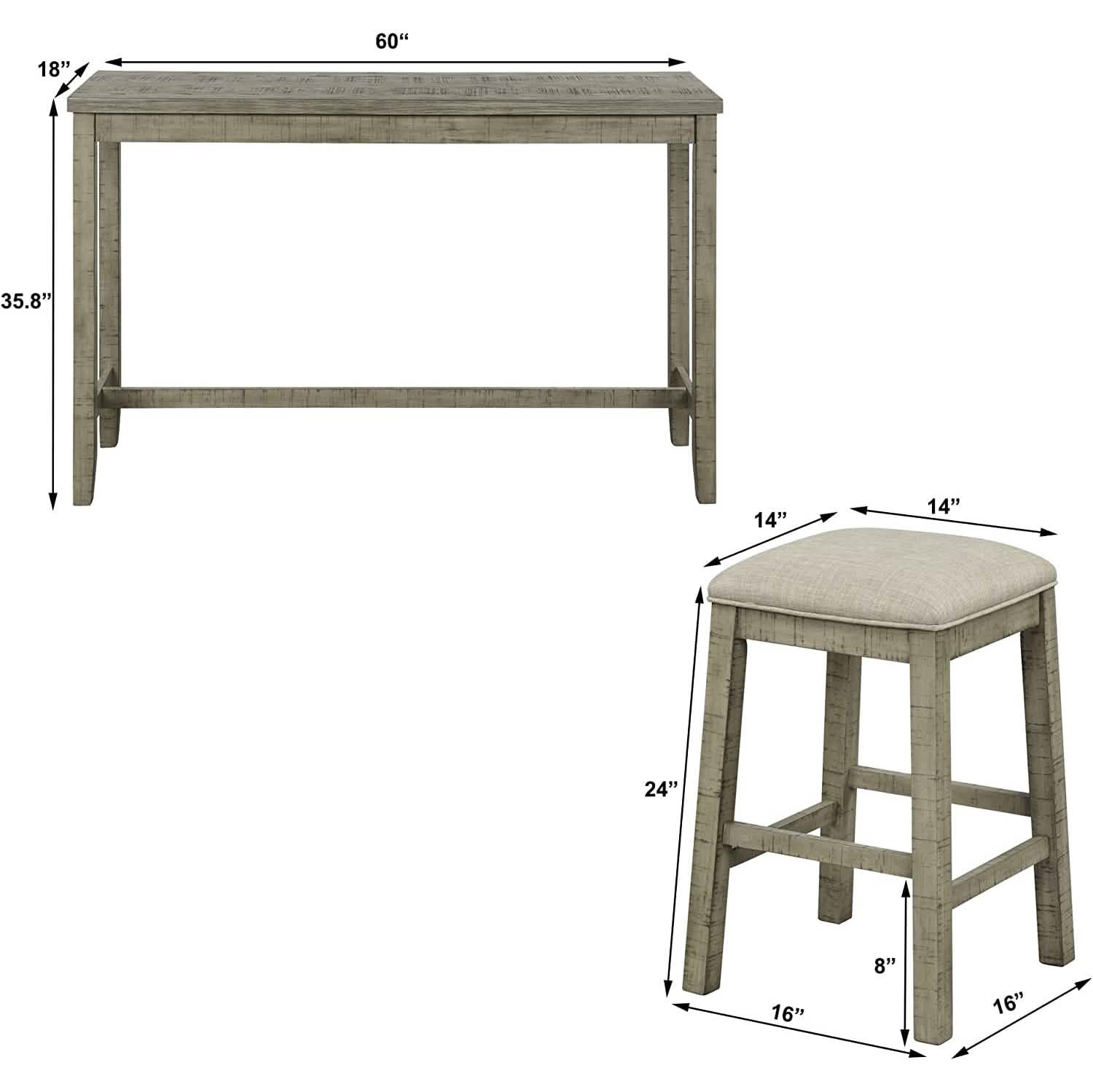 Ensemble de 4 pièces : Table de bar hauteur comptoir