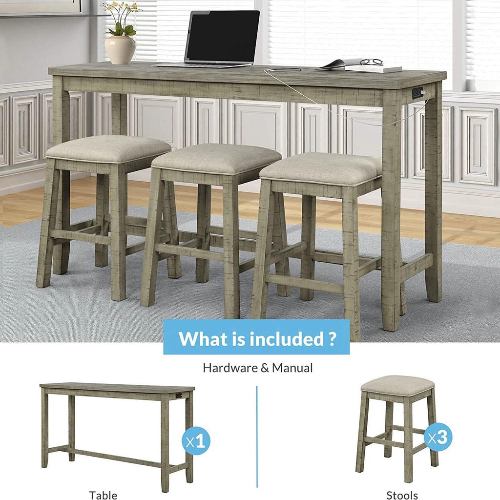 Ensemble de 4 pièces : Table de bar hauteur comptoir