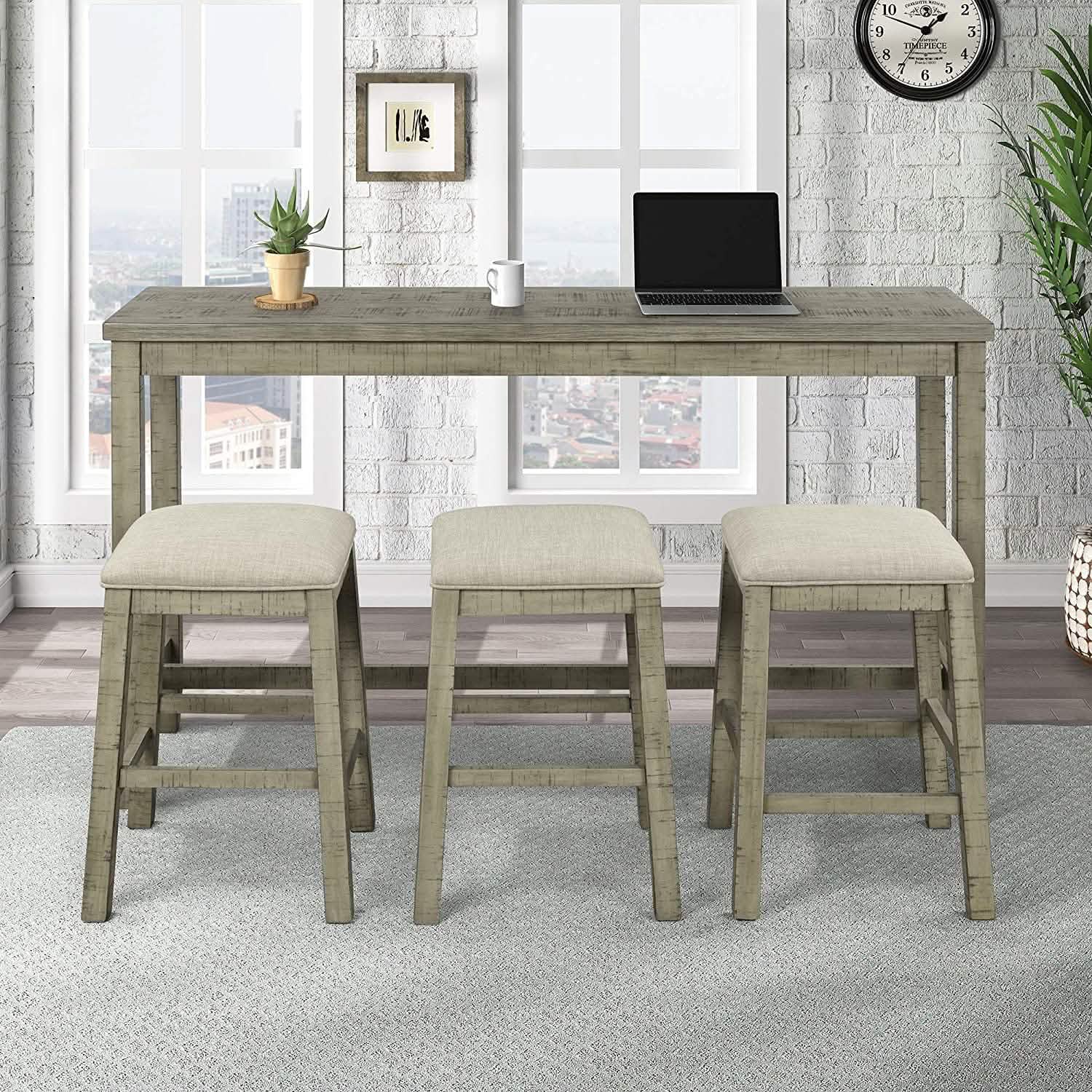 Ensemble de 4 pièces : Table de bar hauteur comptoir