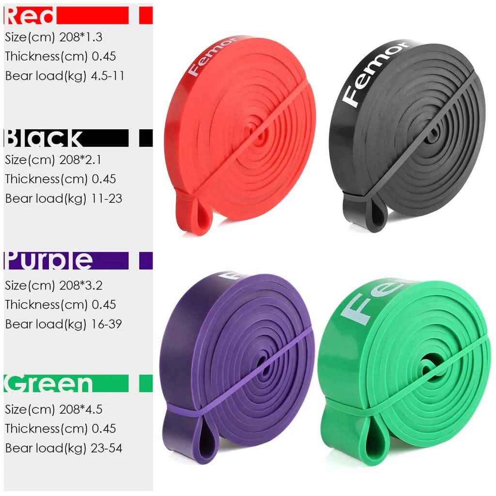 4-Piece: Exercise Bands Latex Resistance elastic Band -Pull Up Assist Bands Fitness
