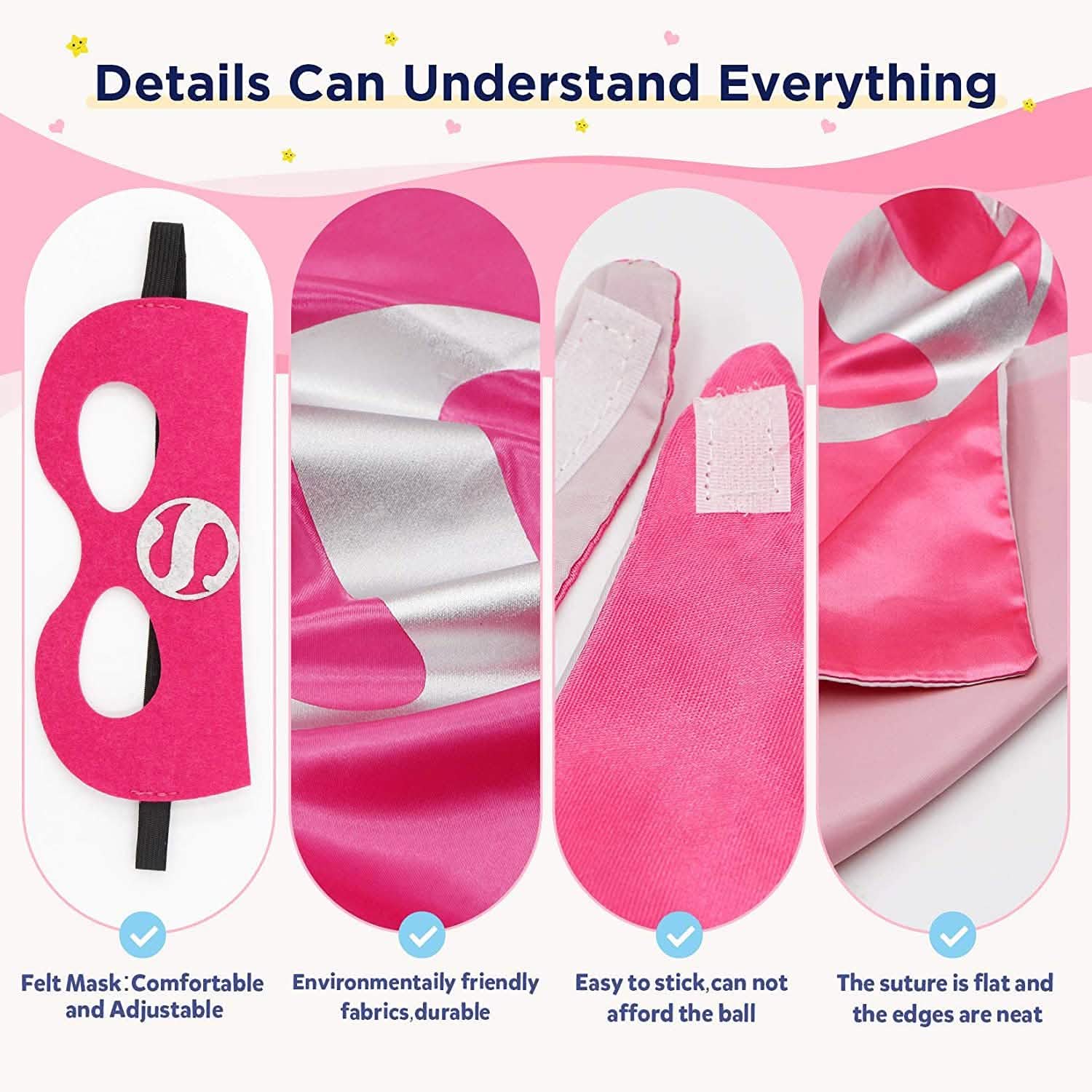 Ensemble de 4 pièces : Capes de super-héros et bracelets claquants pour filles