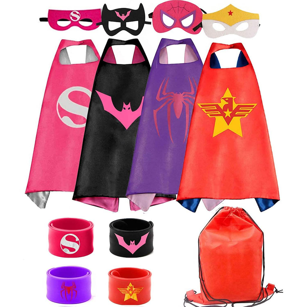Ensemble de 4 pièces : Capes de super-héros et bracelets claquants pour filles