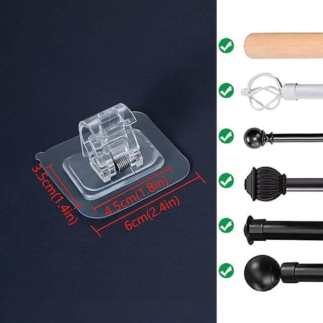 Lot de 4 : Support de tringle à rideaux sans perçage