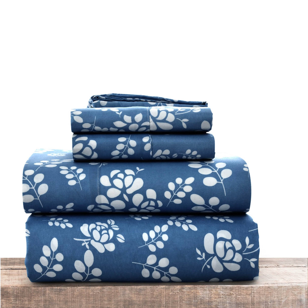 4-Piece Set: Floral Sheets Set Hypoallergenic Microfiber Ultra Soft Bed Sheets