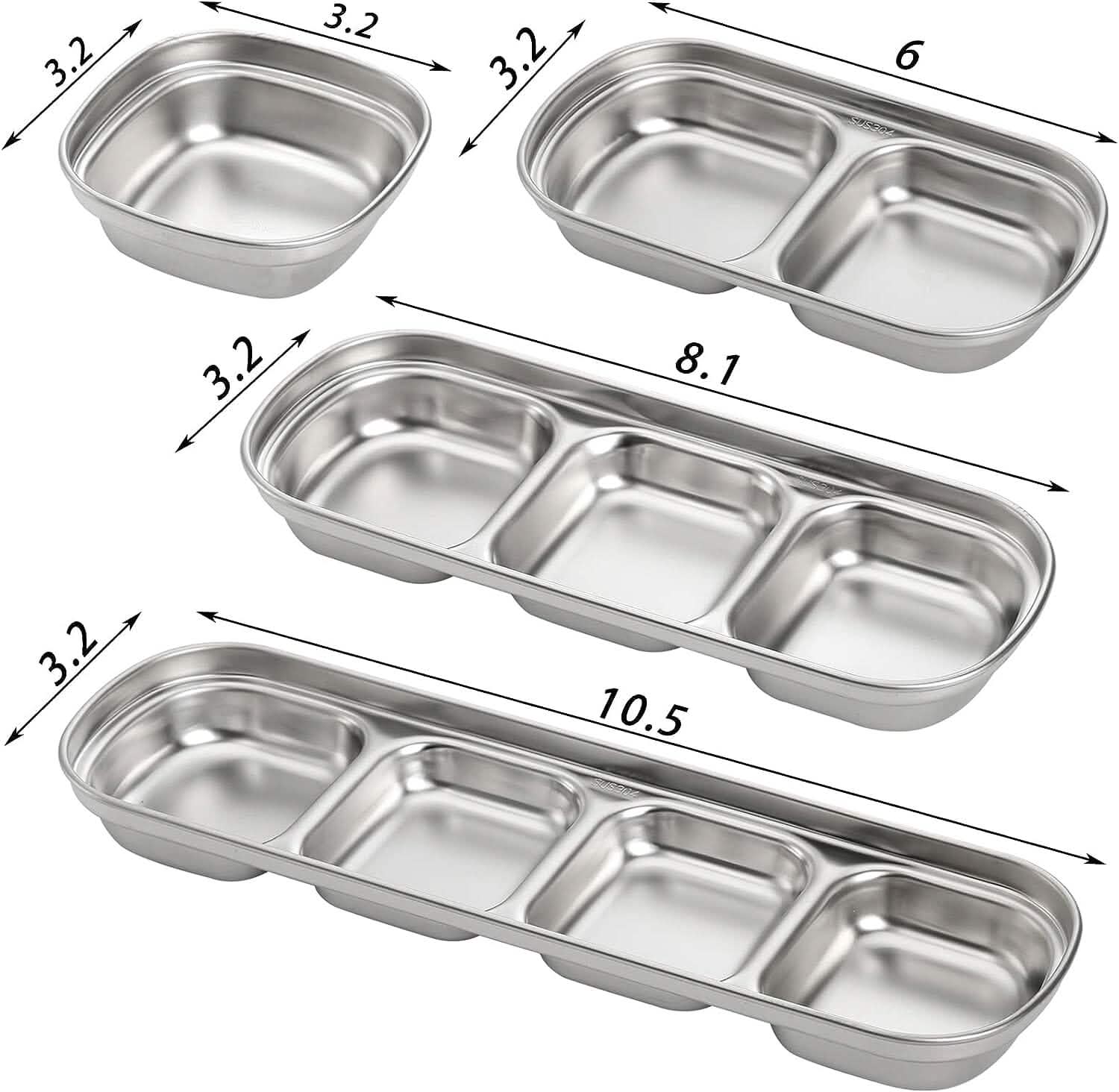 4-Piece Set: Stainless Steel Sauce Dish