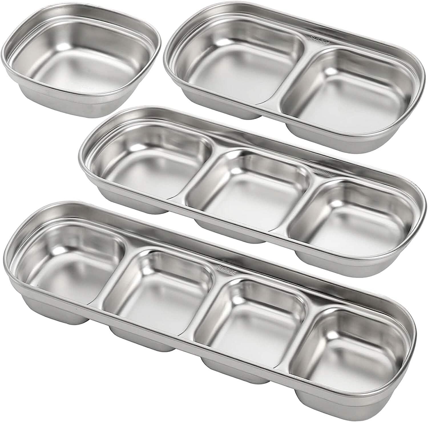 4-Piece Set: Stainless Steel Sauce Dish