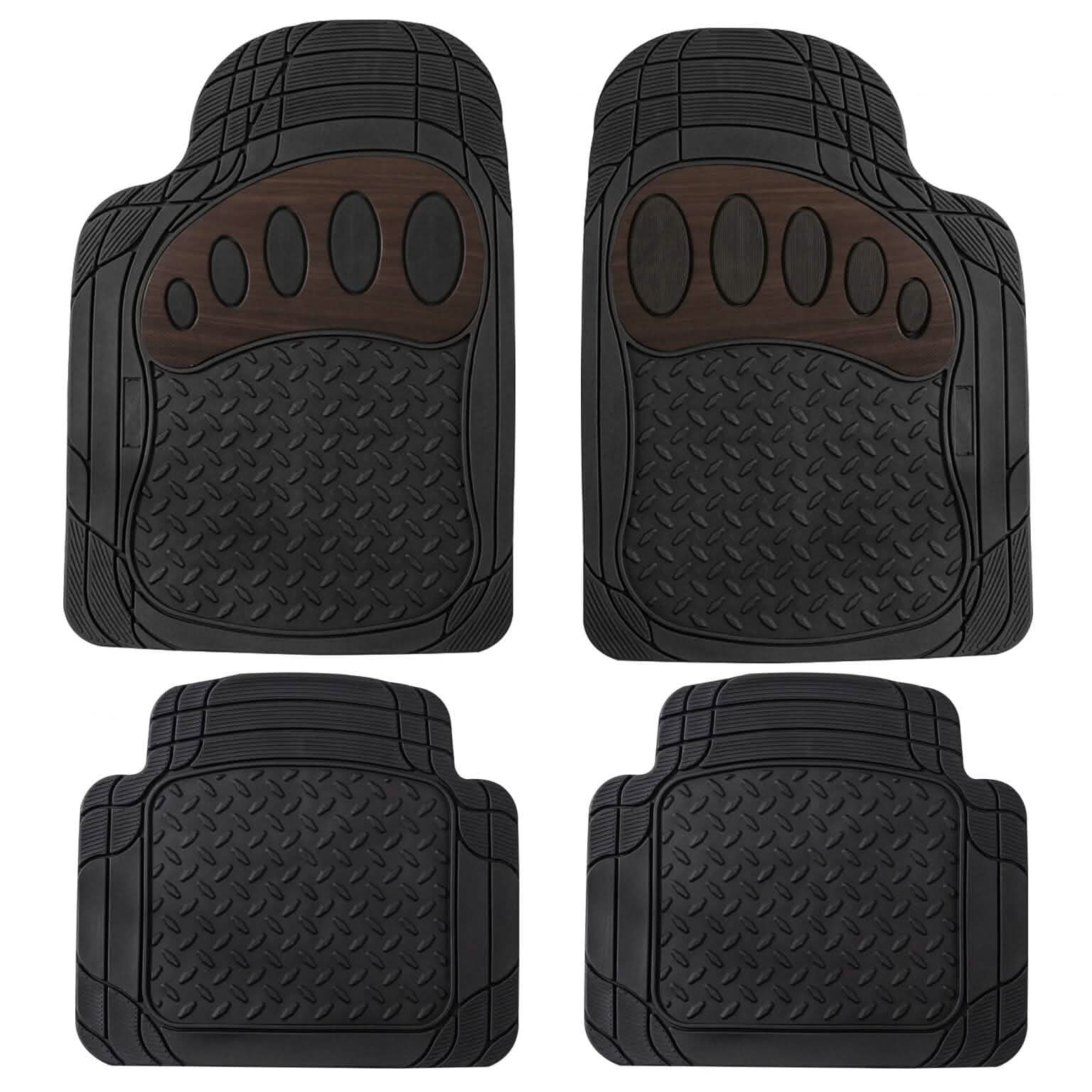 4-Piece Set: Trimmable ClimaProof™ Non-Slip Rubber Floor Mats With Footprint Design