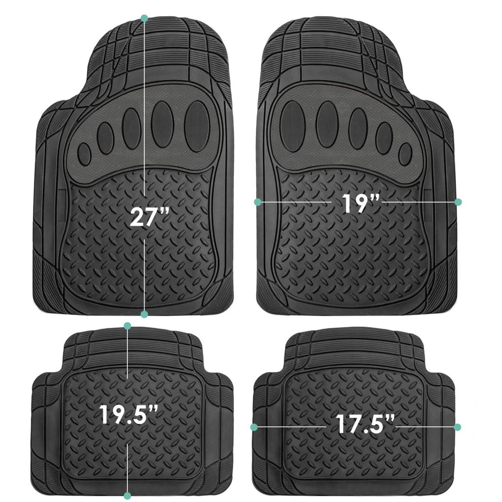 4-Piece Set: Trimmable ClimaProof™ Non-Slip Rubber Floor Mats With Footprint Design