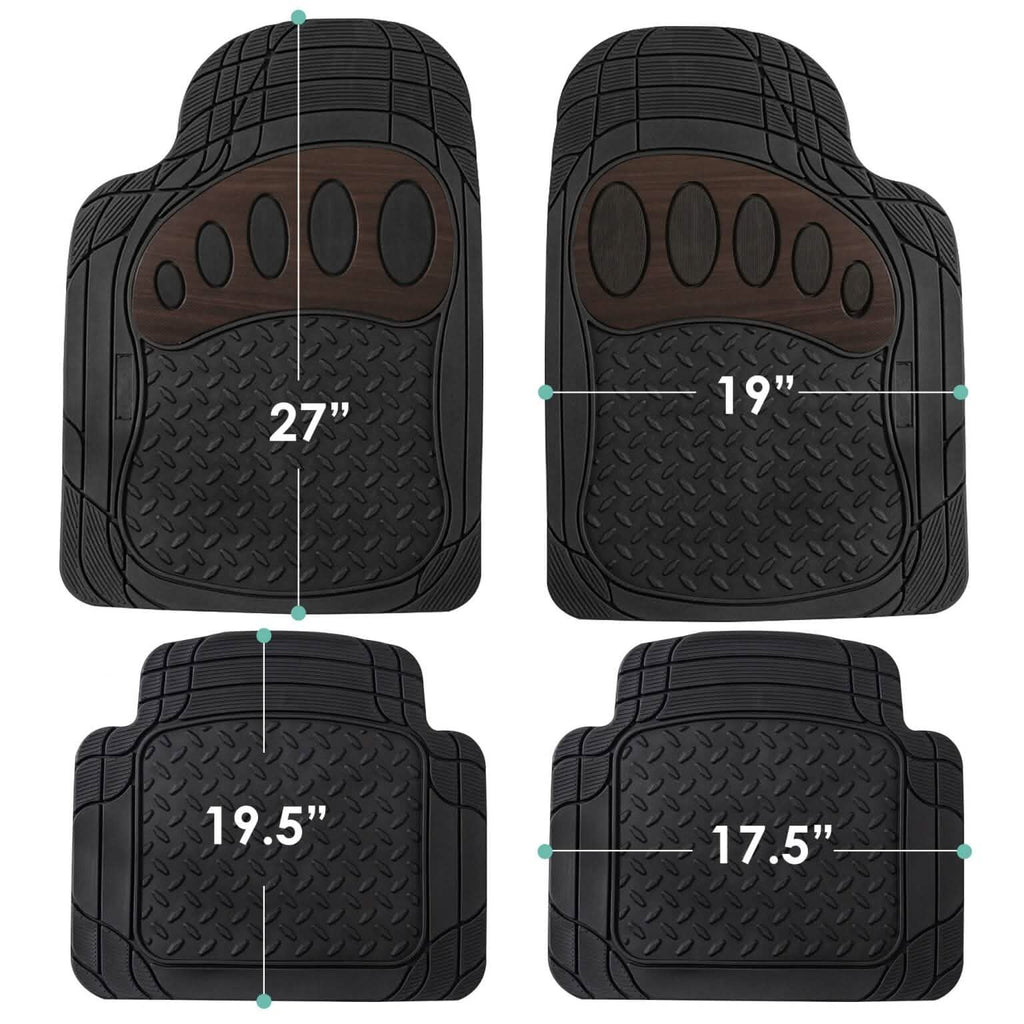 4-Piece Set: Trimmable ClimaProof™ Non-Slip Rubber Floor Mats With Footprint Design