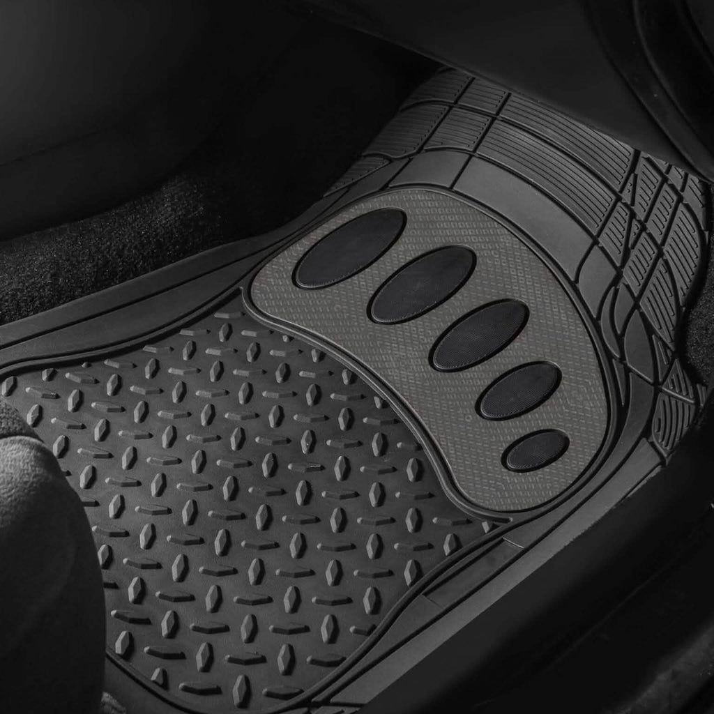 4-Piece Set: Trimmable ClimaProof™ Non-Slip Rubber Floor Mats With Footprint Design