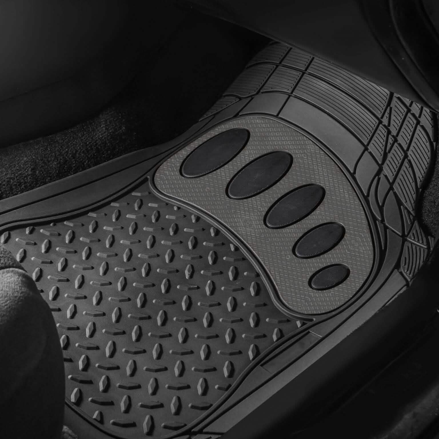 4-Piece Set: Trimmable ClimaProof™ Non-Slip Rubber Floor Mats With Footprint Design