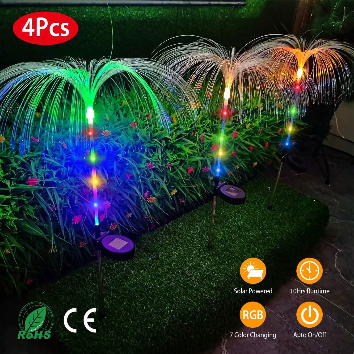 4-Piece: Solar Powered Jellyfish Lights
