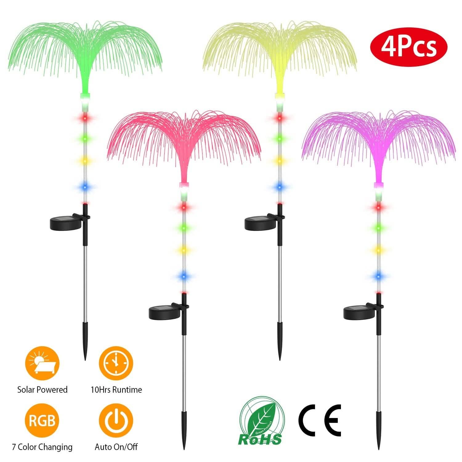 4-Piece: Solar Powered Jellyfish Lights