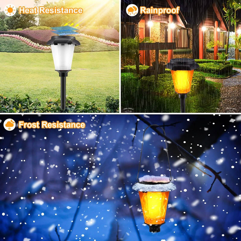 Lot de 4 : Lampe torche solaire d'extérieur à flamme vacillante