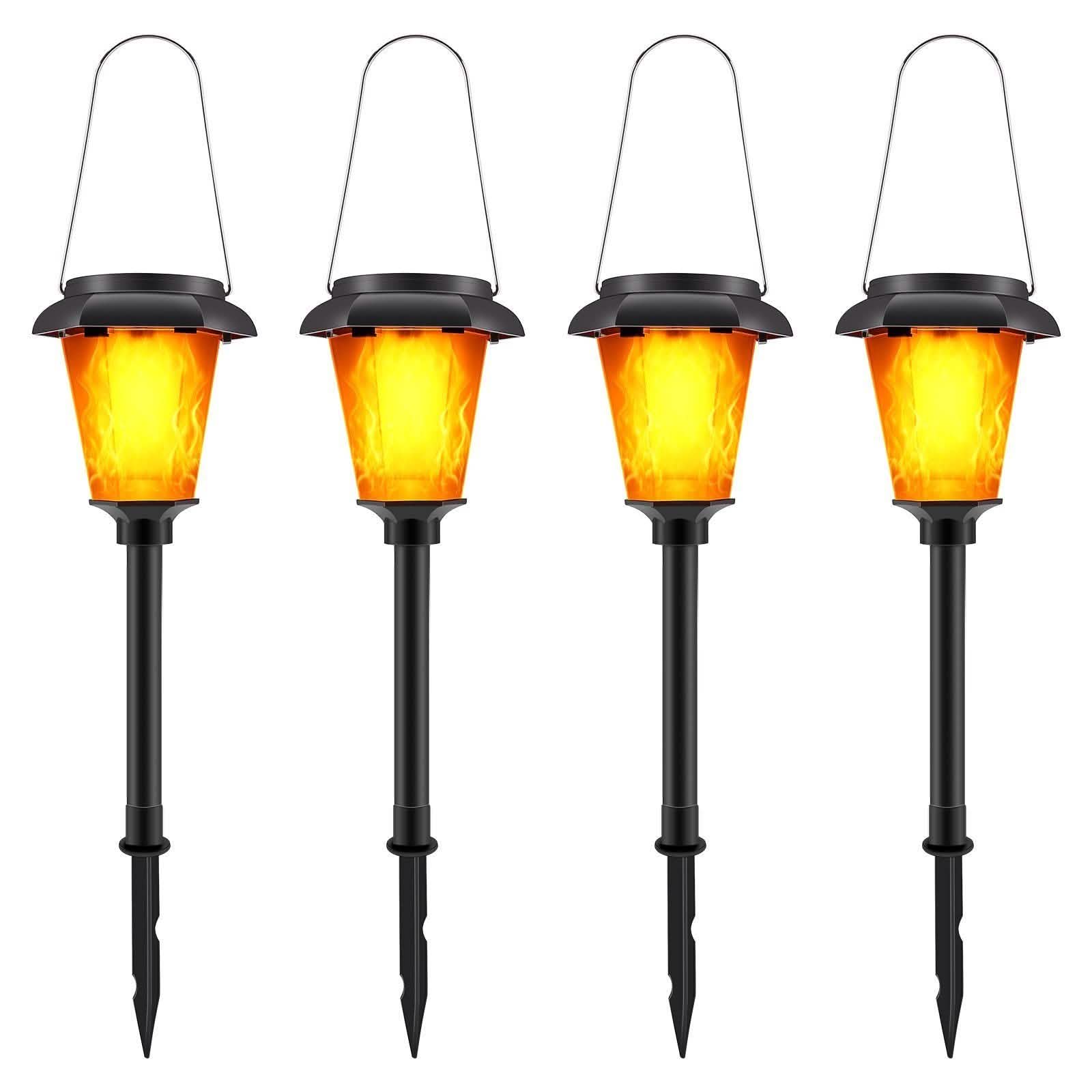 Lot de 4 : Lampe torche solaire d'extérieur à flamme vacillante