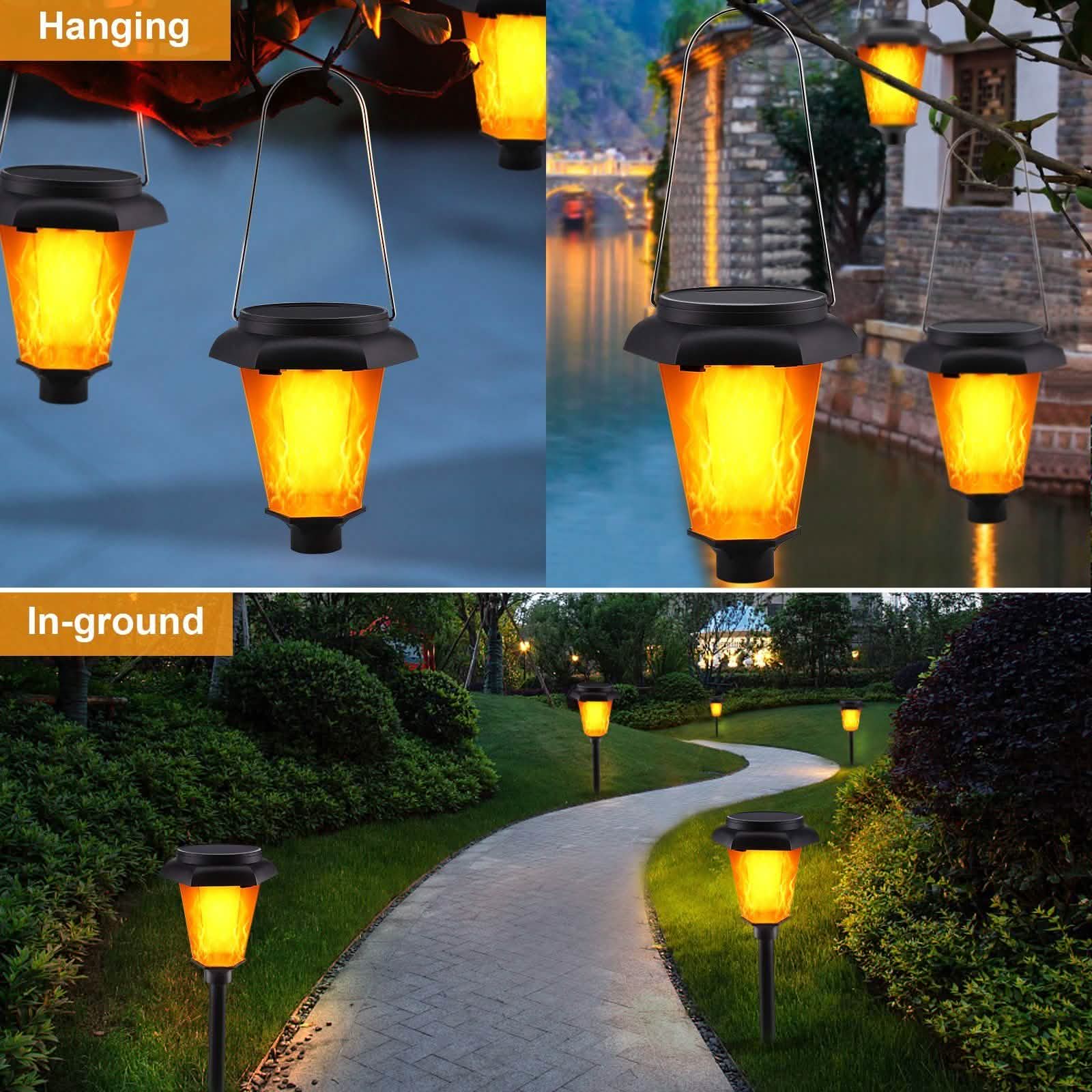 Lot de 4 : Lampe torche solaire d'extérieur à flamme vacillante