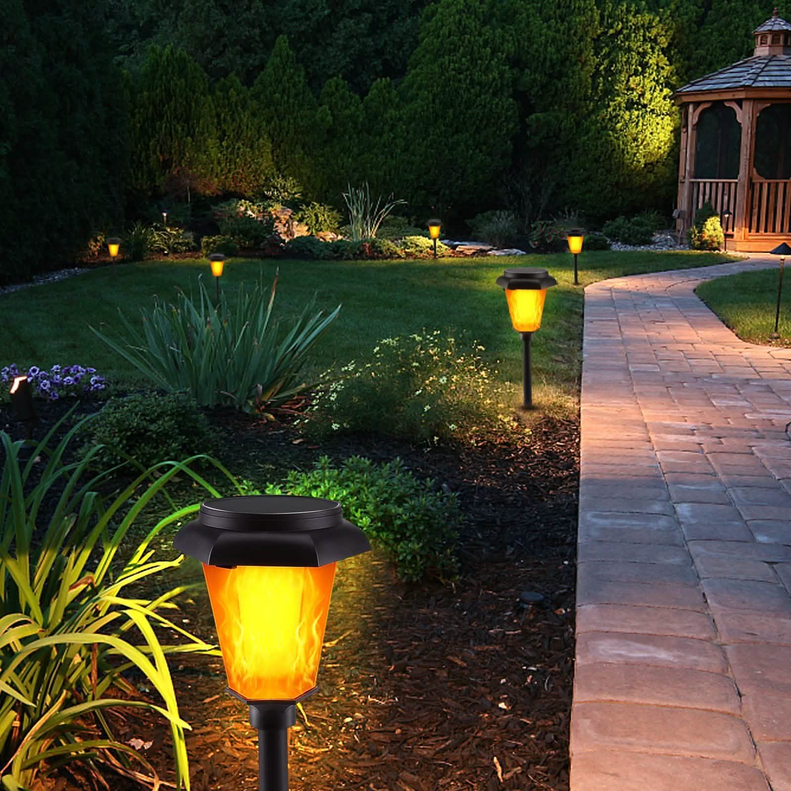 Lot de 4 : Lampe torche solaire d'extérieur à flamme vacillante