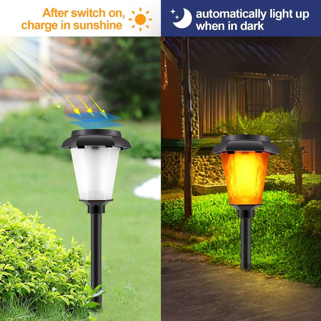 Lot de 4 : Lampe torche solaire d'extérieur à flamme vacillante