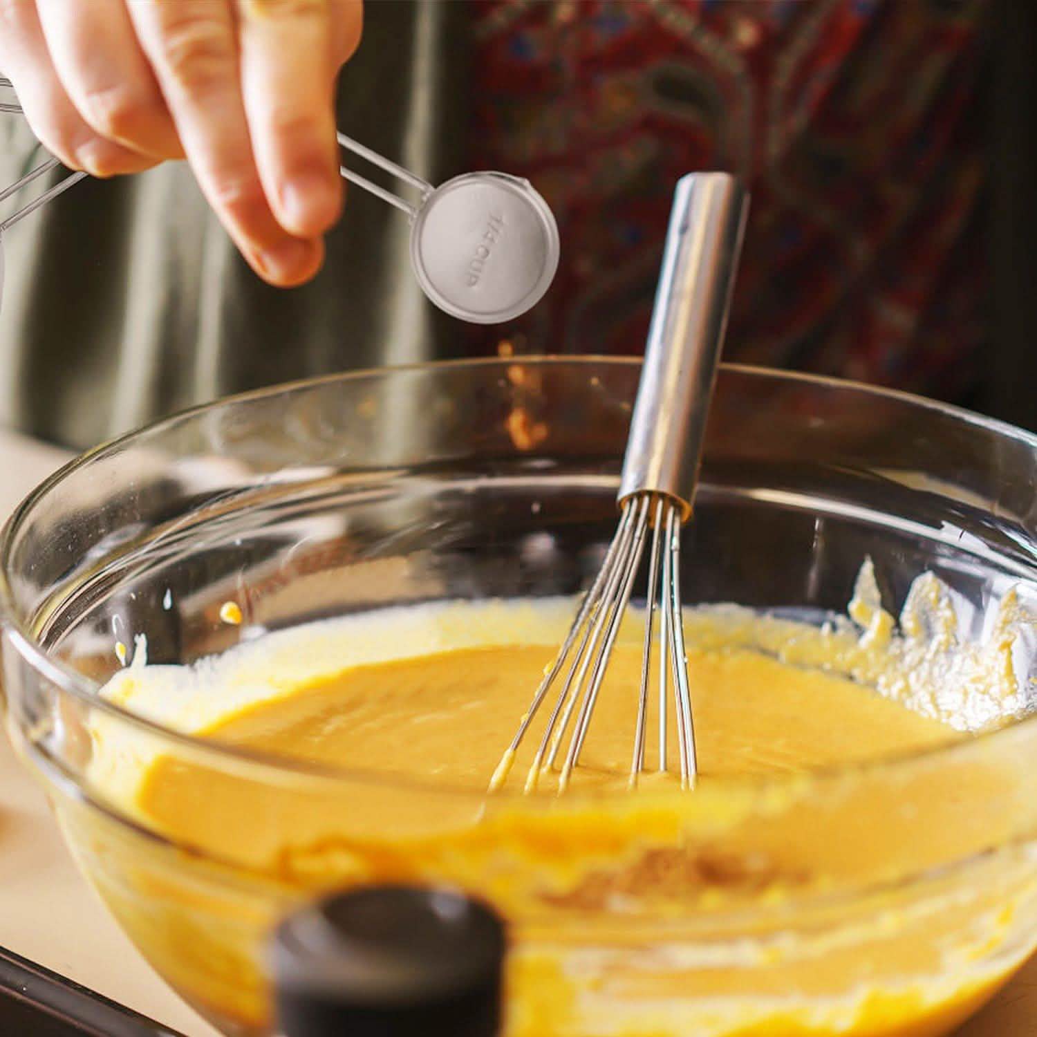 Lot de 4: tasses à mesurer en acier inoxydable empilables, ensemble de cuillères de cuisine