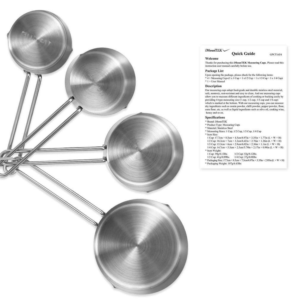 Lot de 4: tasses à mesurer en acier inoxydable empilables, ensemble de cuillères de cuisine