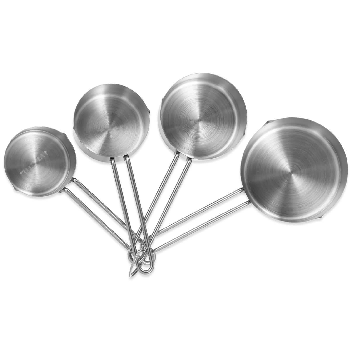 Lot de 4: tasses à mesurer en acier inoxydable empilables, ensemble de cuillères de cuisine