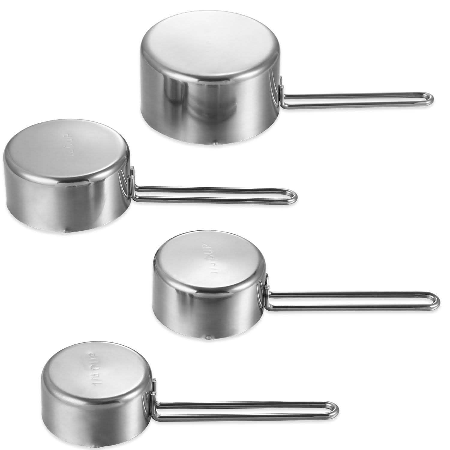 Lot de 4: tasses à mesurer en acier inoxydable empilables, ensemble de cuillères de cuisine