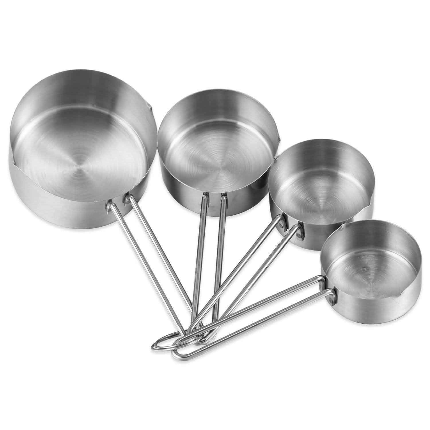 Lot de 4: tasses à mesurer en acier inoxydable empilables, ensemble de cuillères de cuisine