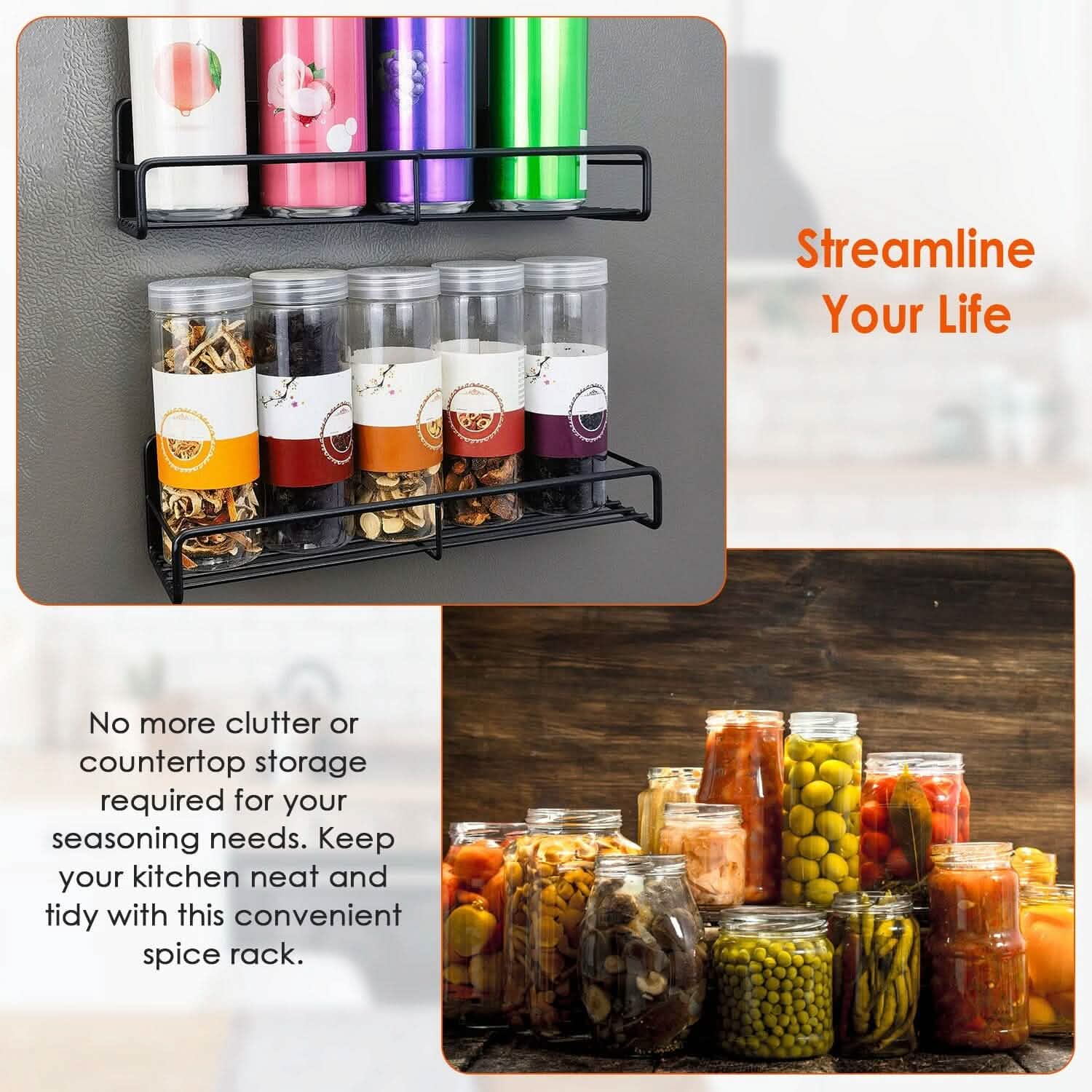 4-Piece: Strong Magnetic Spice Rack Organizer