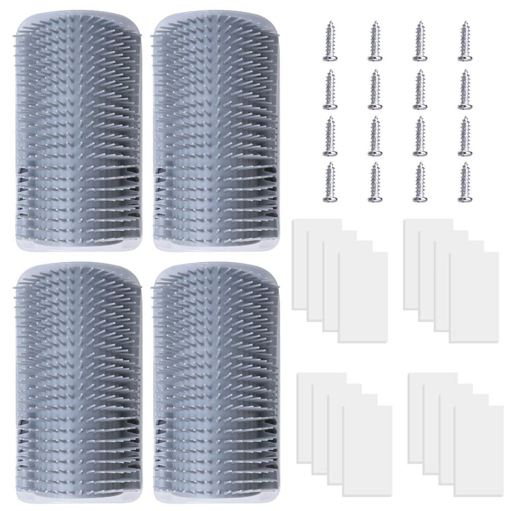 4-Pieces: Cat Self Groomer Soft Silicone Wall Corner Scratcher