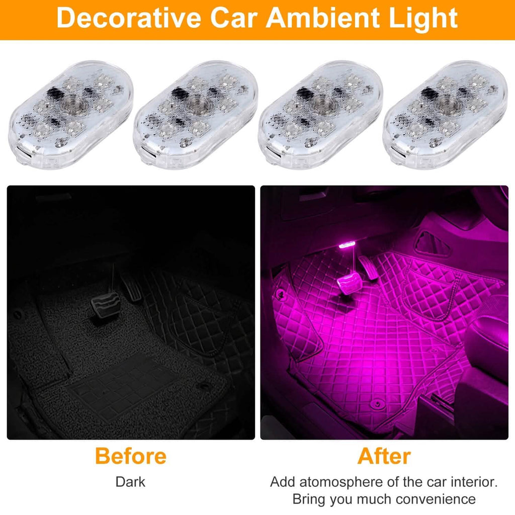 4-Pieces: Cordless Car Interior Light USB Rechargeable