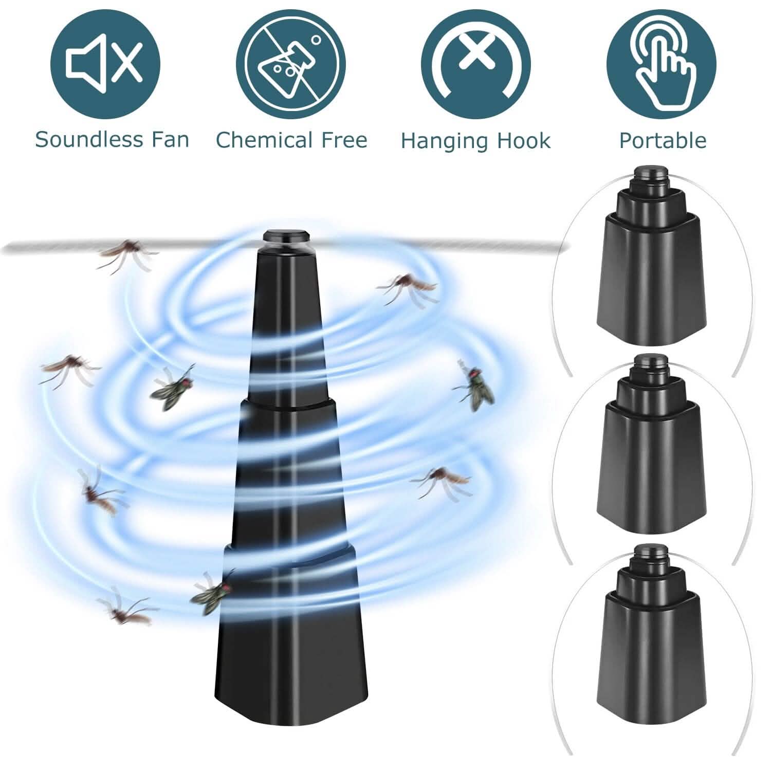 4-Pieces: Fly Repellent Fan Table Top Battery Powered Bug Deterrent