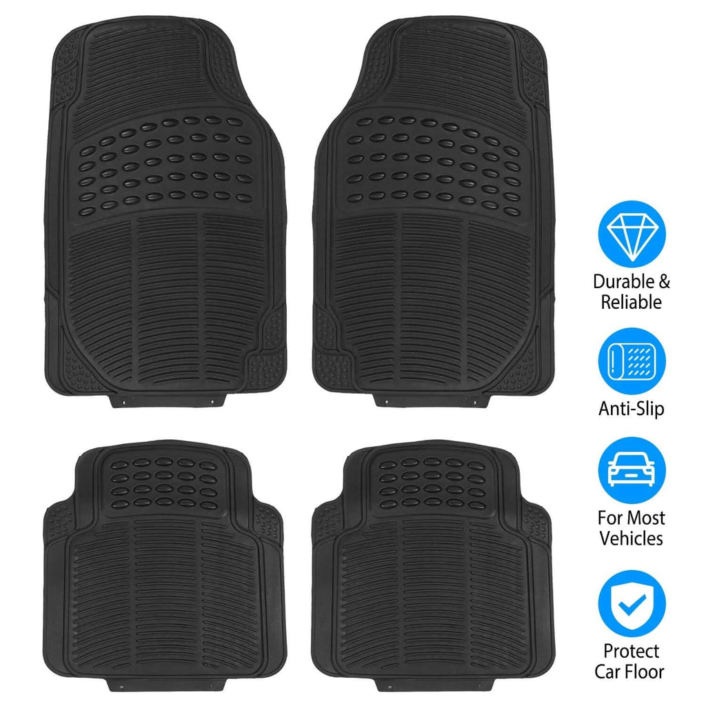 Lot de 4 tapis de sol de voiture en caoutchouc PVC robuste, ajustables