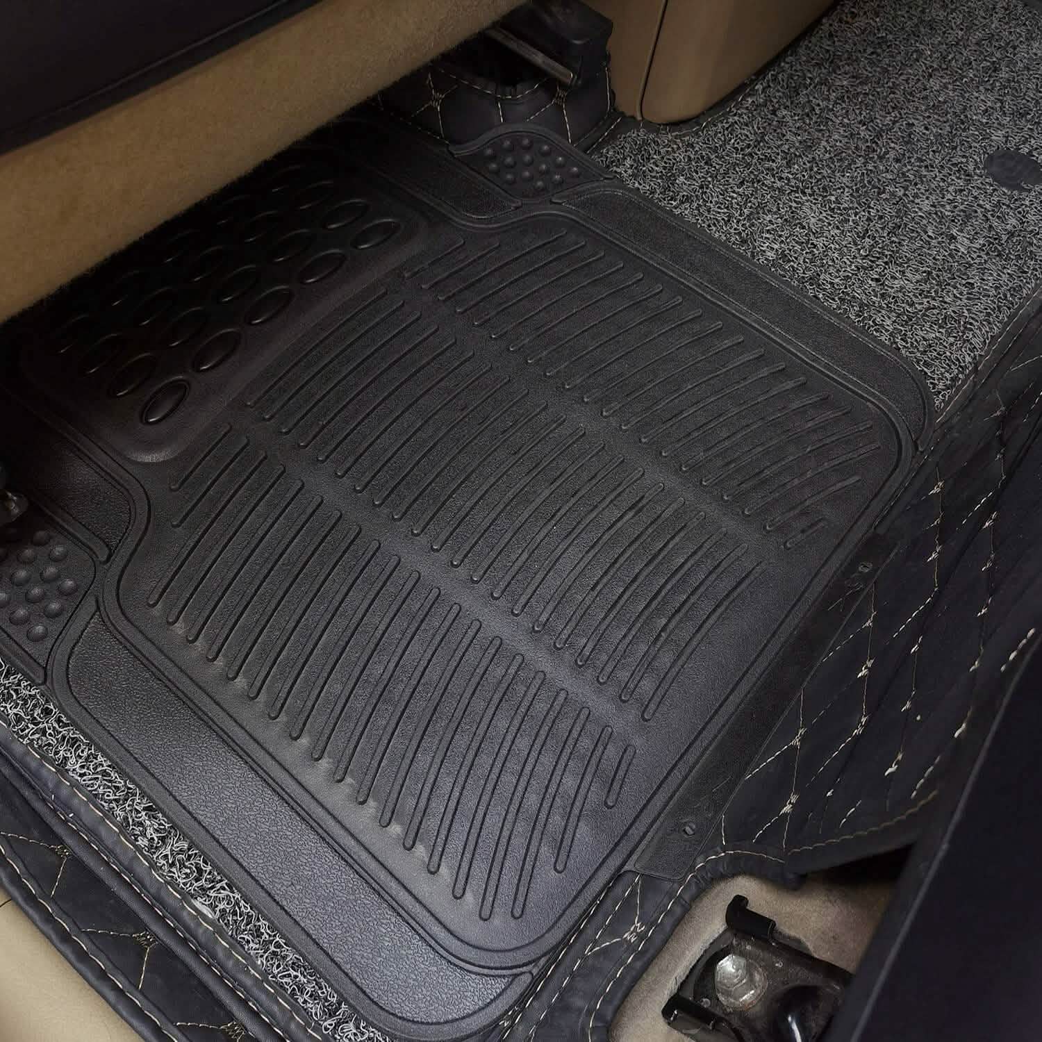 Lot de 4 tapis de sol de voiture en caoutchouc PVC robuste, ajustables