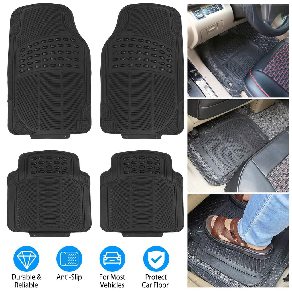 Lot de 4 tapis de sol de voiture en caoutchouc PVC robuste, ajustables