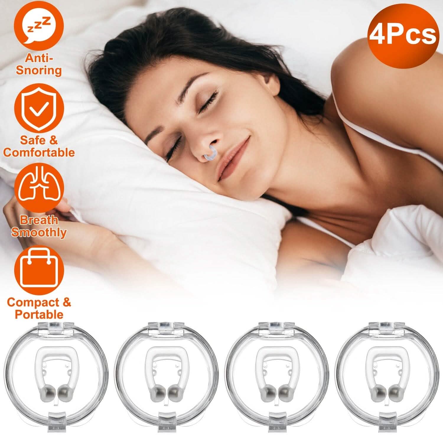 4-Pieces: Magnetic Nose Clip Anti Snoring Device