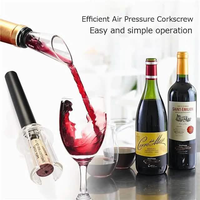 Ensemble de 4 pièces : Tire-bouchon à pompe à air pour bouteille de vin