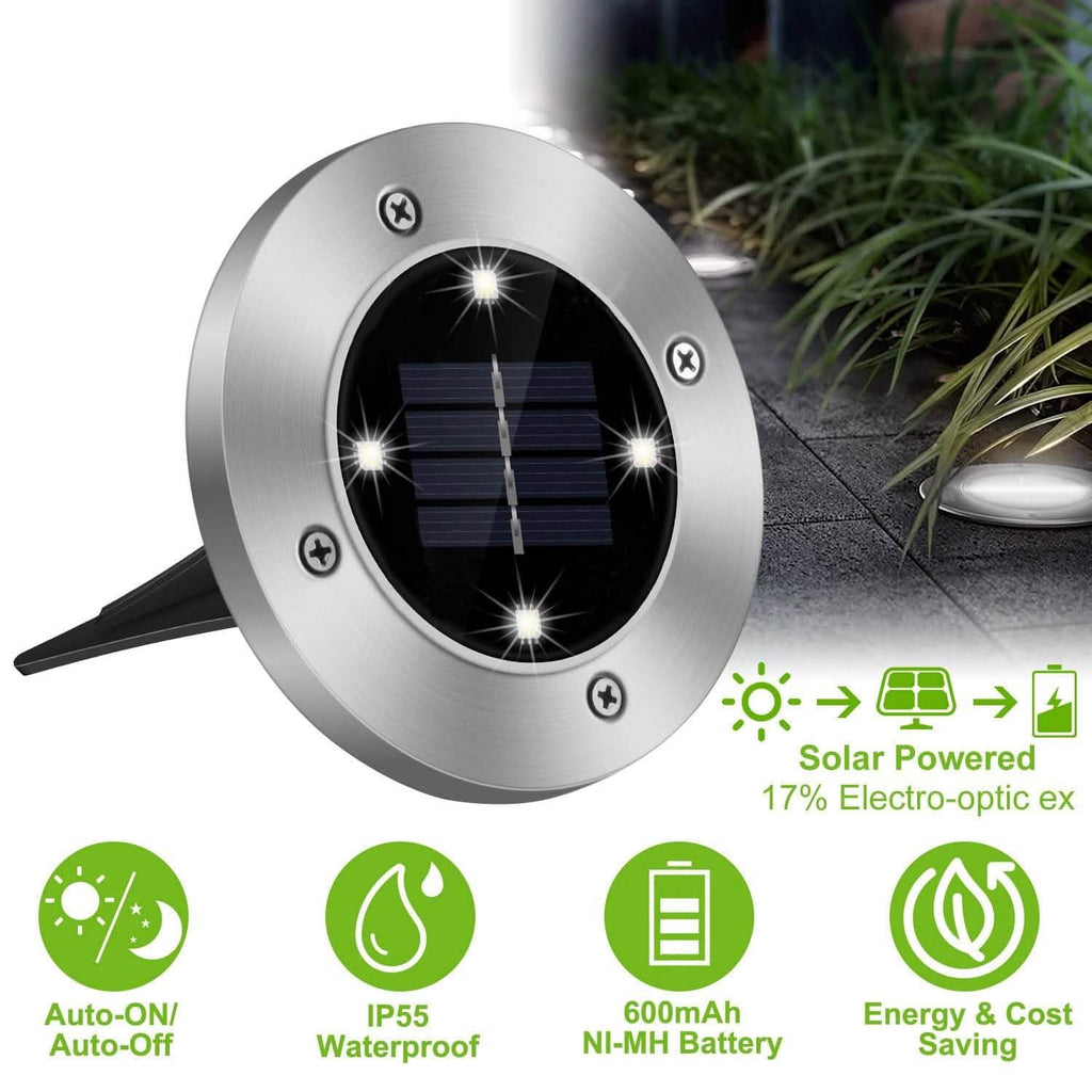 4-Pieces: Solar Waterproof Ground Light