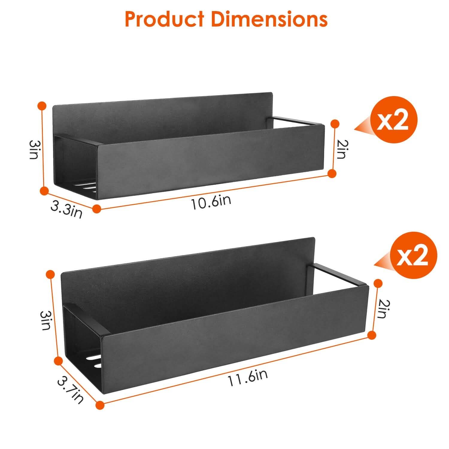 4-Pieces: Spice Rack Strong Magnetic Seasoning Storage Shelf with 8 Removable Hooks
