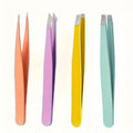 4-Pieces: Tweezers For Eyebrows, Straight, Slant, Angled and Pointy Tip