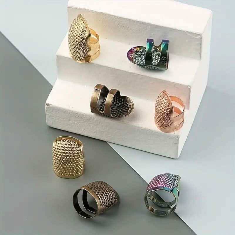 4-Pieces: Vintage Bronze Sewing Thimbles