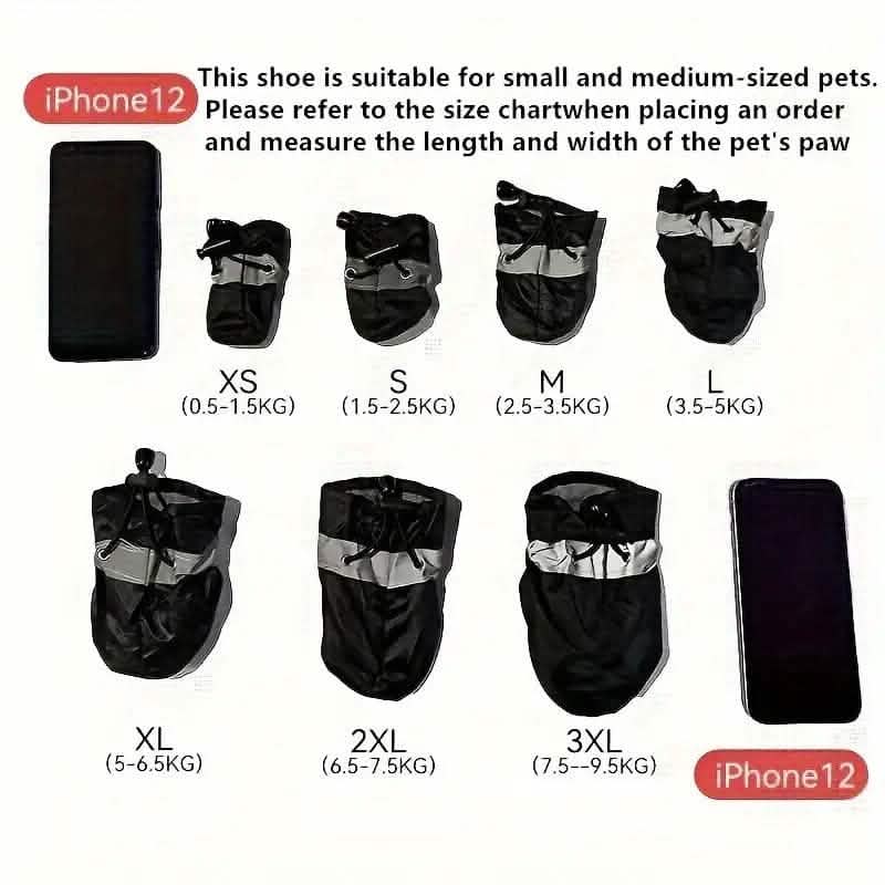4-Pieces: Water-Resistant Dog Bootie Shoes
