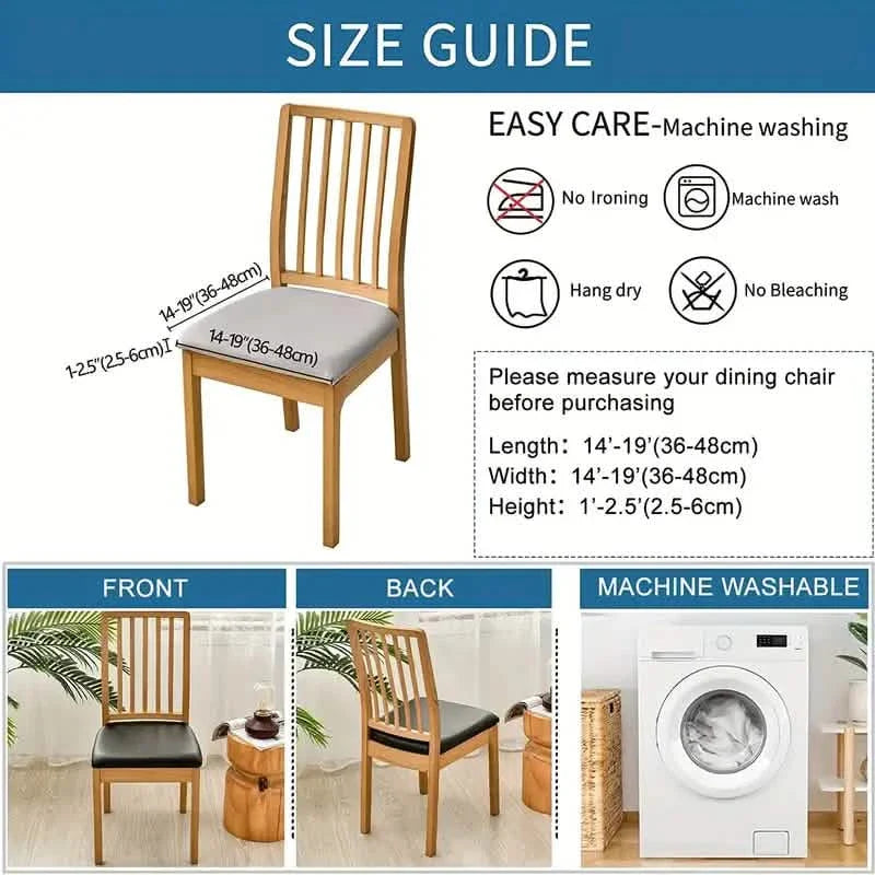 4-Pieces: Waterproof Removable Upholstered Leather Dining Chair Slipcovers