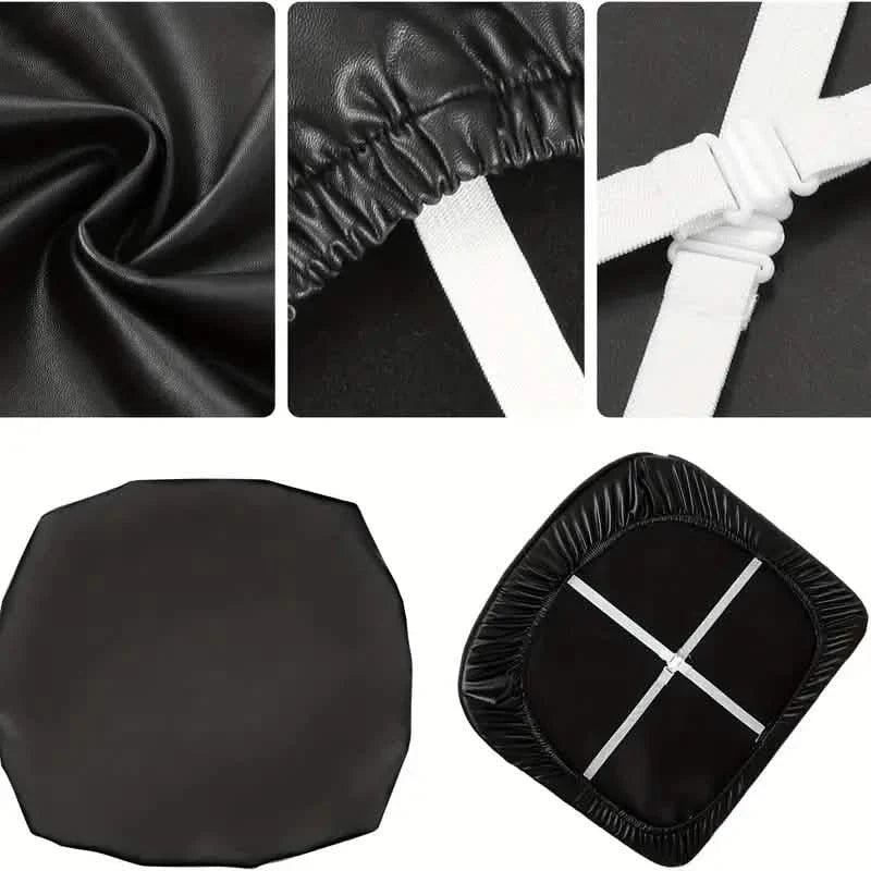 4-Pieces: Waterproof Removable Upholstered Leather Dining Chair Slipcovers