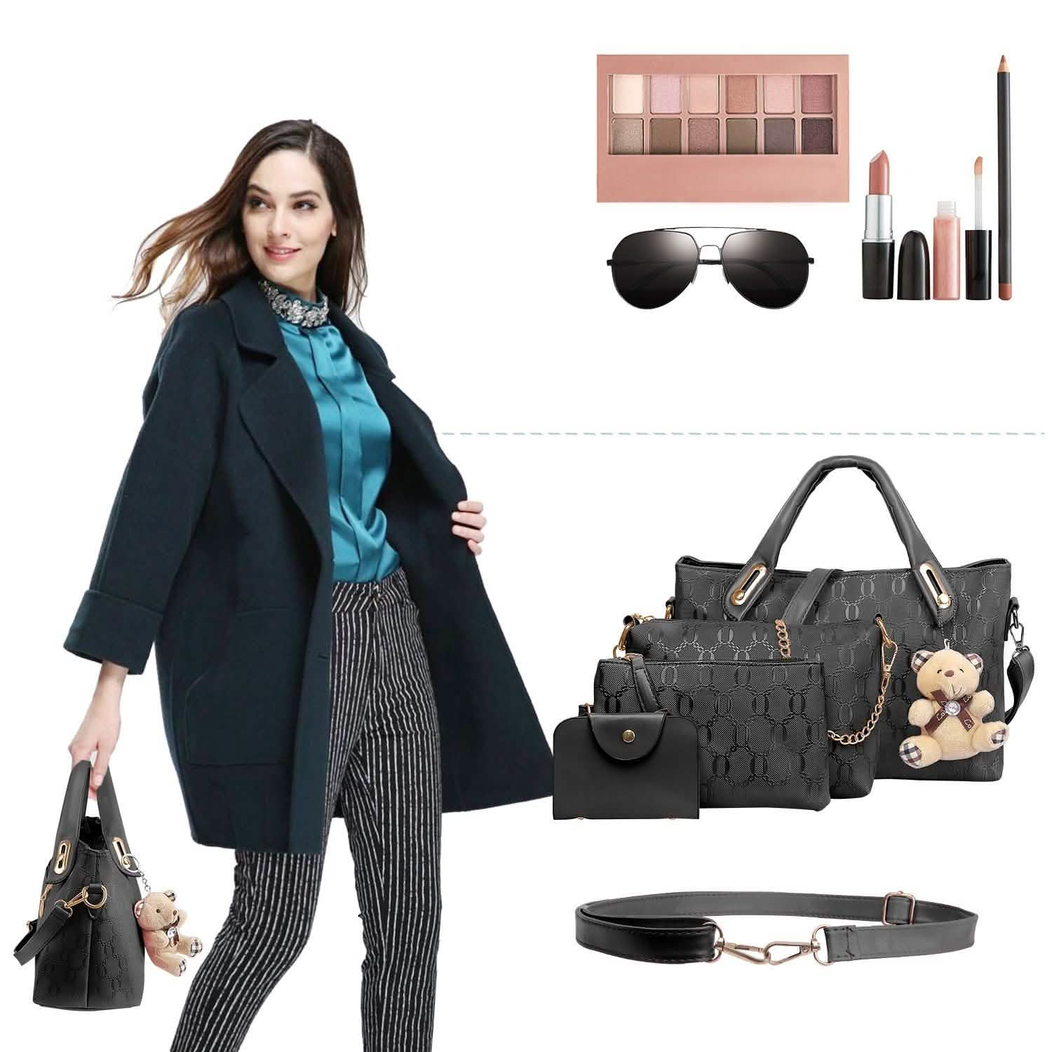 Lot de 4: Sac à main en cuir pour femme
