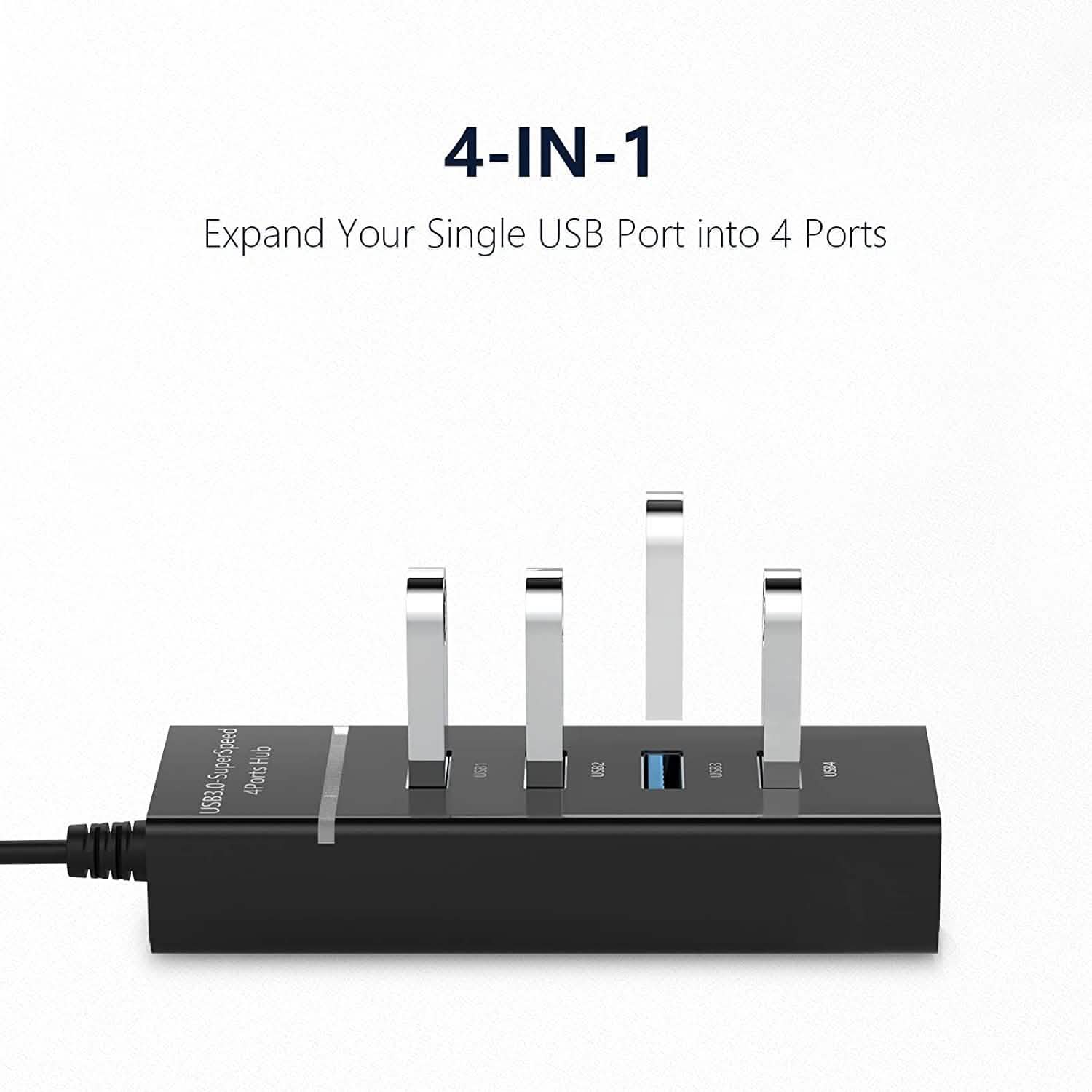 4ポート USB 3.0 スプリッター 3フィート延長ケーブル付き