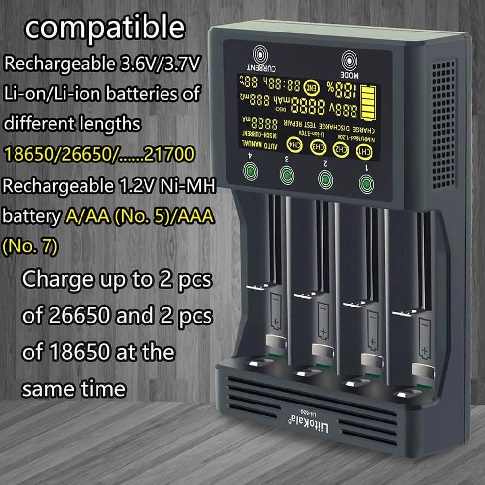4 Slots Independent Charging Battery Charger