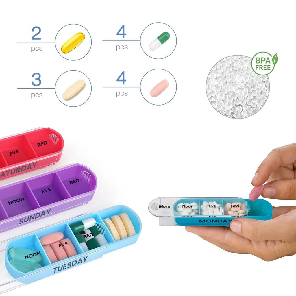 4 Times A Day, White 7 Day Stackable Daily Pill And Medicine Organizer White