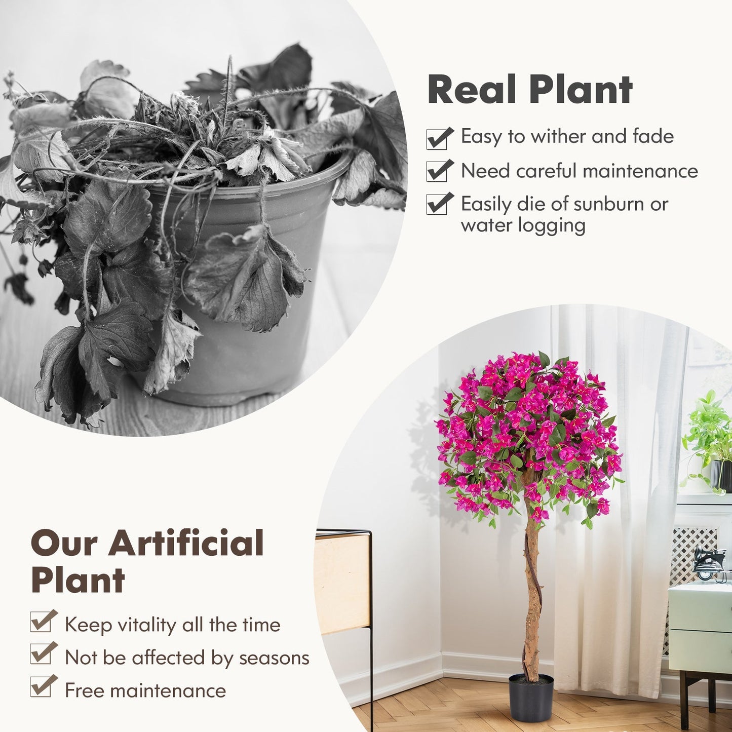 4.5 Feet Artificial Azalea Tree with Cement Pot