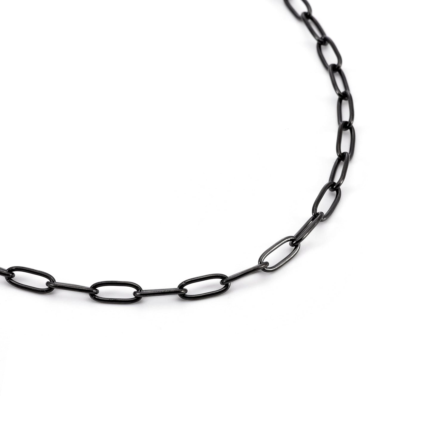 C400B B.Tiff Black 2 Clasps Oval Paperclip Link Chain Necklace/ 32"