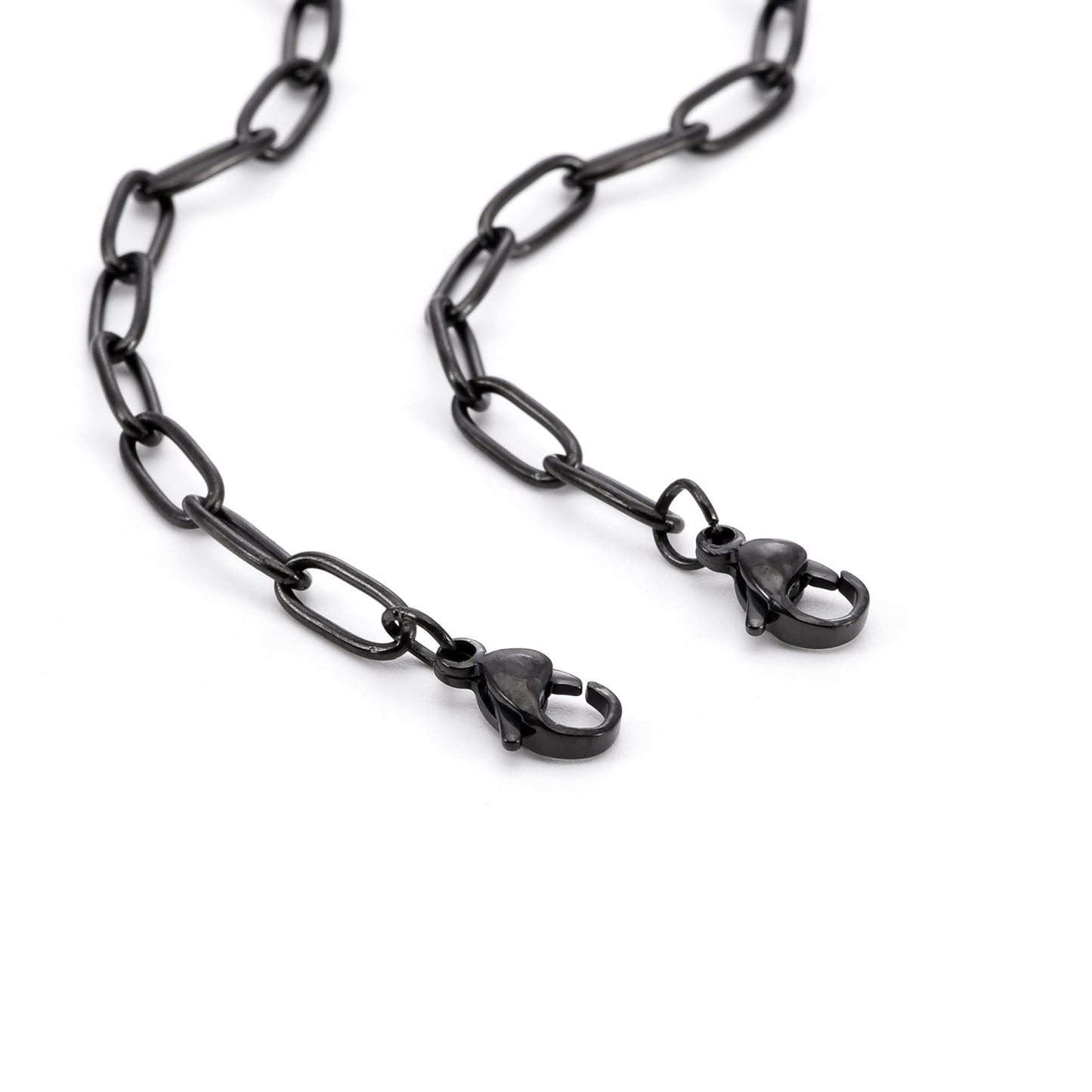 C400B B.Tiff Black 2 Clasps Oval Paperclip Link Chain Necklace/ 32"